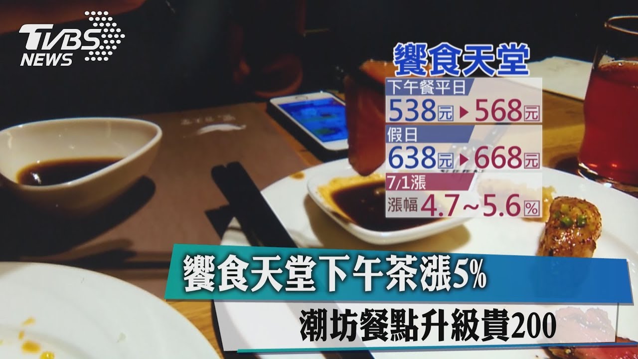 響食天堂下午茶漲5%　潮坊餐點升級貴200元