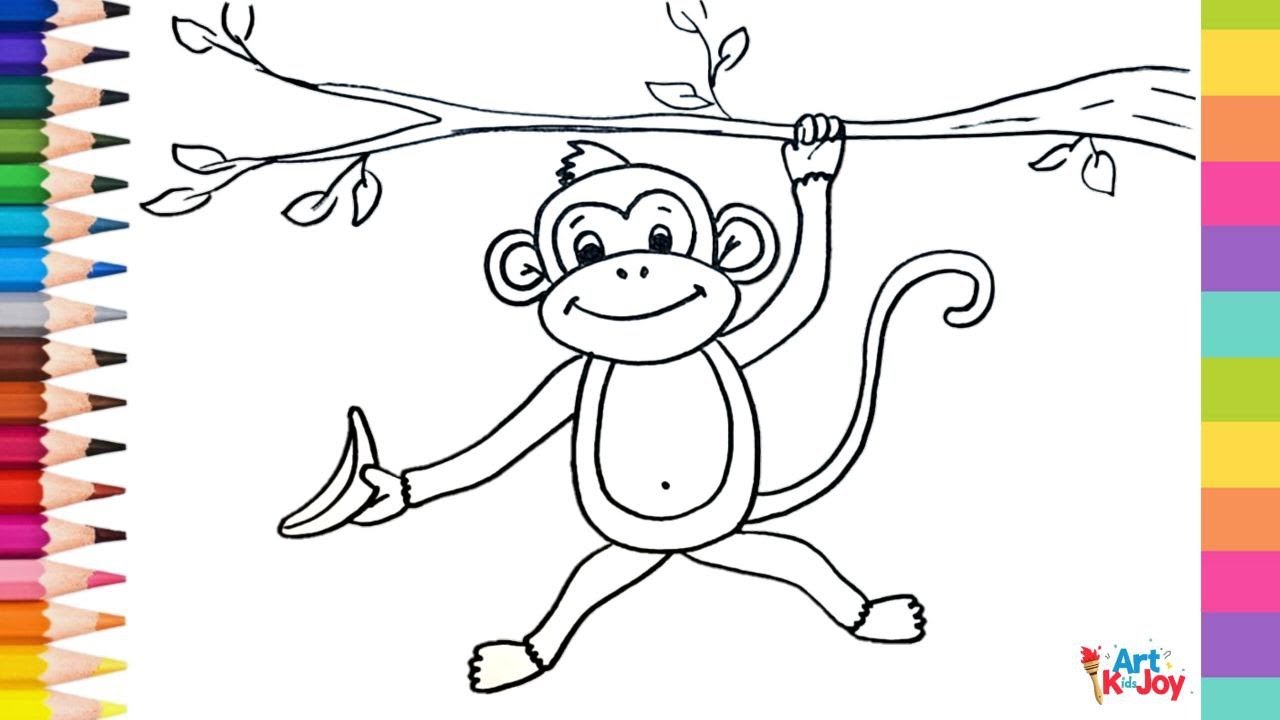 🐵🍌Let's Draw a Playful Monkey!😍❤️