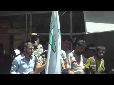 كلمة لقائد كتيبة جند سيدنا محمد في مظاهرة جمعة "إسقاط عنان خادم الأسد وإيران" في بلدة سلقين في ريف إدلب