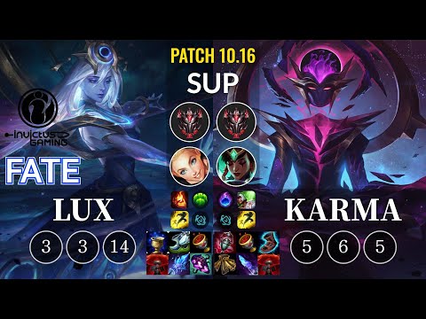IG Fate Lux vs Karma Sup - KR Patch 10.16