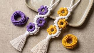 Cute 2-Color Macrame Flower Keychain & Bag Charm 🌸 | DIY for Beginners
