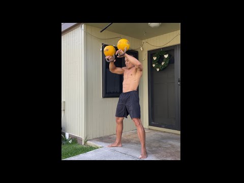 Day 230 FitPro Hawaii Workout-Double 16 kg. Kettlebell Thruster+Snatch+Pull Ups-12/30/20, 12:34 pm