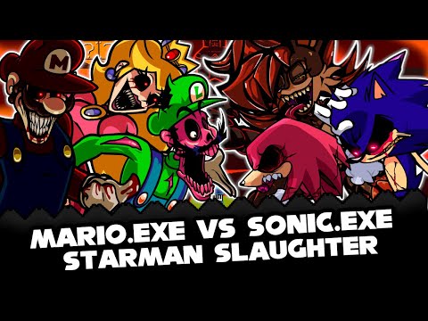 FNF | Mario.Exe Vs Sonic.Exe | Starman Slaughter - Mario's Madness V2 | Mods/Hard/Gameplay |