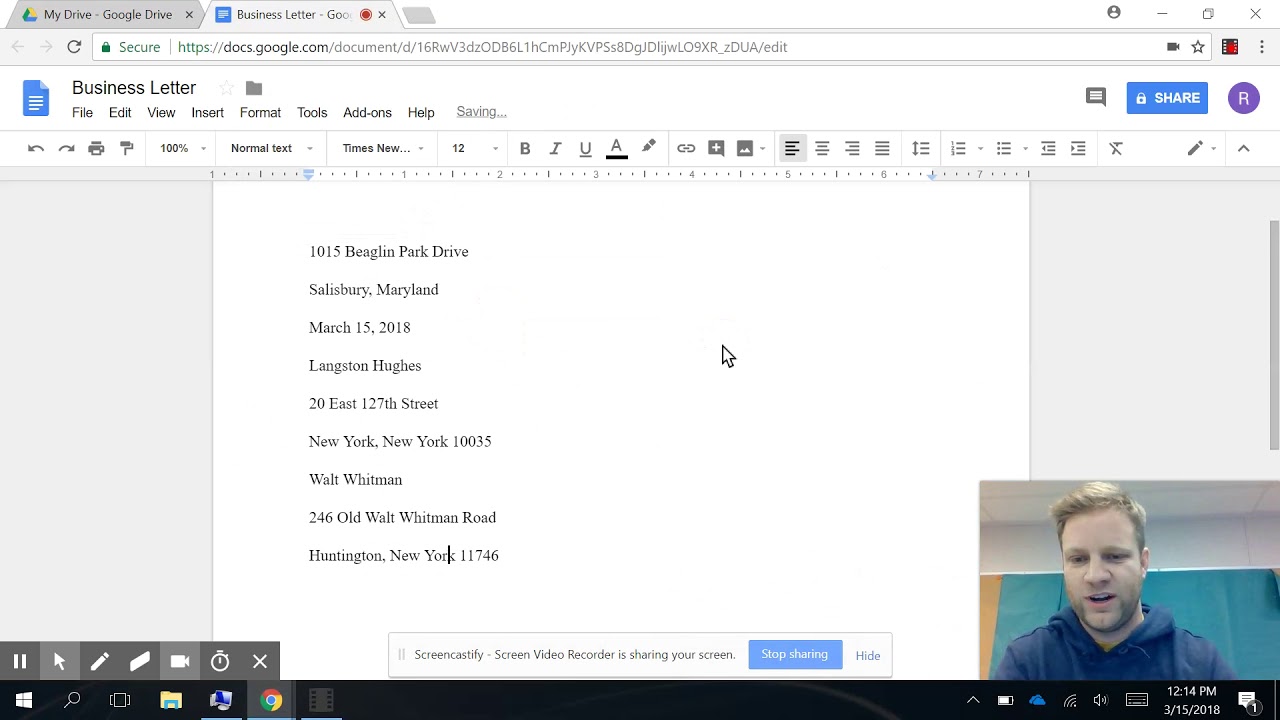 Business Letter Google Docs