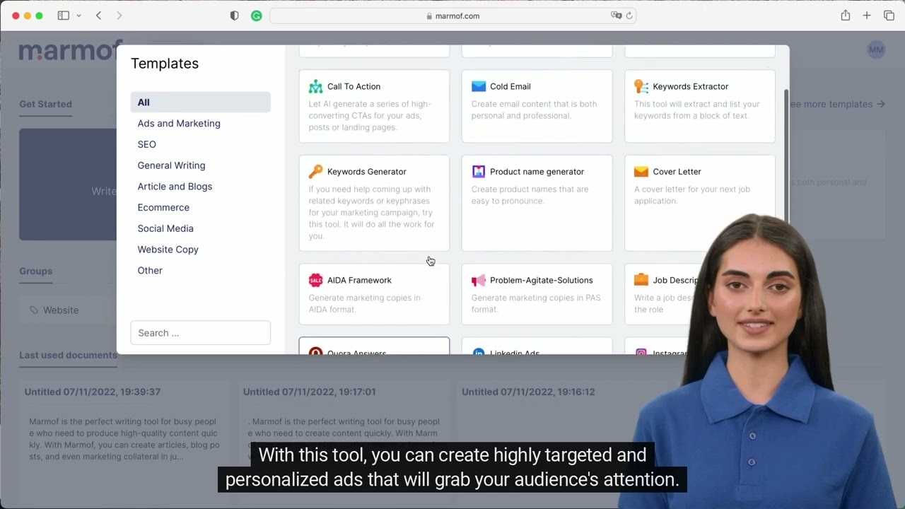 Marmof: Write the best Facebook ad description with AI