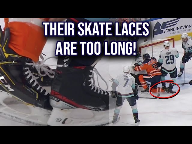 Their skates get stuck together, a breakdown