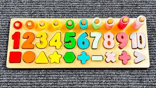 Find the Missing Numbers and Shapes with a Montessori Activity Puzzle  | Preschool Toddler Learning