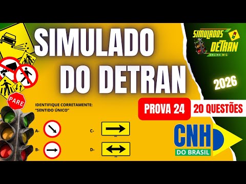 SIMULADO DO DETRAN 2026 - Novo EXAME PARA PROVA  - PROVA 24 #simuladodetran2026  #detran2026 ✅