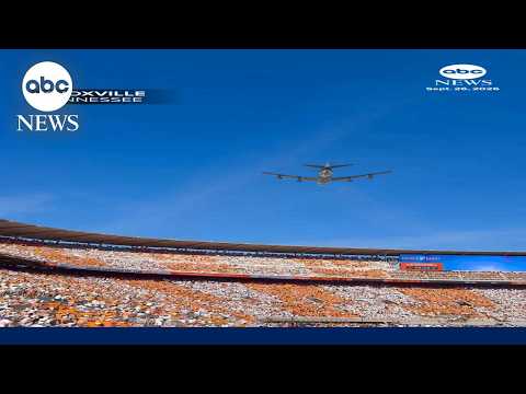 Air Force One performs flyover at college football game
