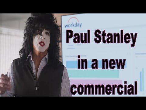 Paul Stanley in a new commercial for 'Workday', with Gwen Stefani and Billy Idol