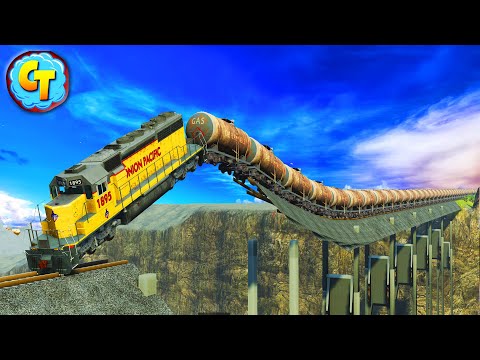 Train Accidents Derailments ✅ Long Trains High Speed Jumps (+BONUS Video) ✅ BeamNG DRIVE