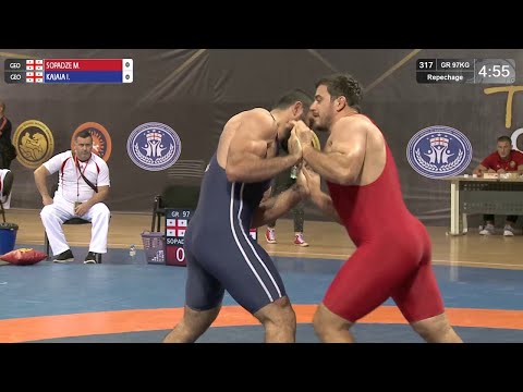Repechage GR - 97 kg: M. SOPADZE (GEO) v. I. KAJAIA (GEO)