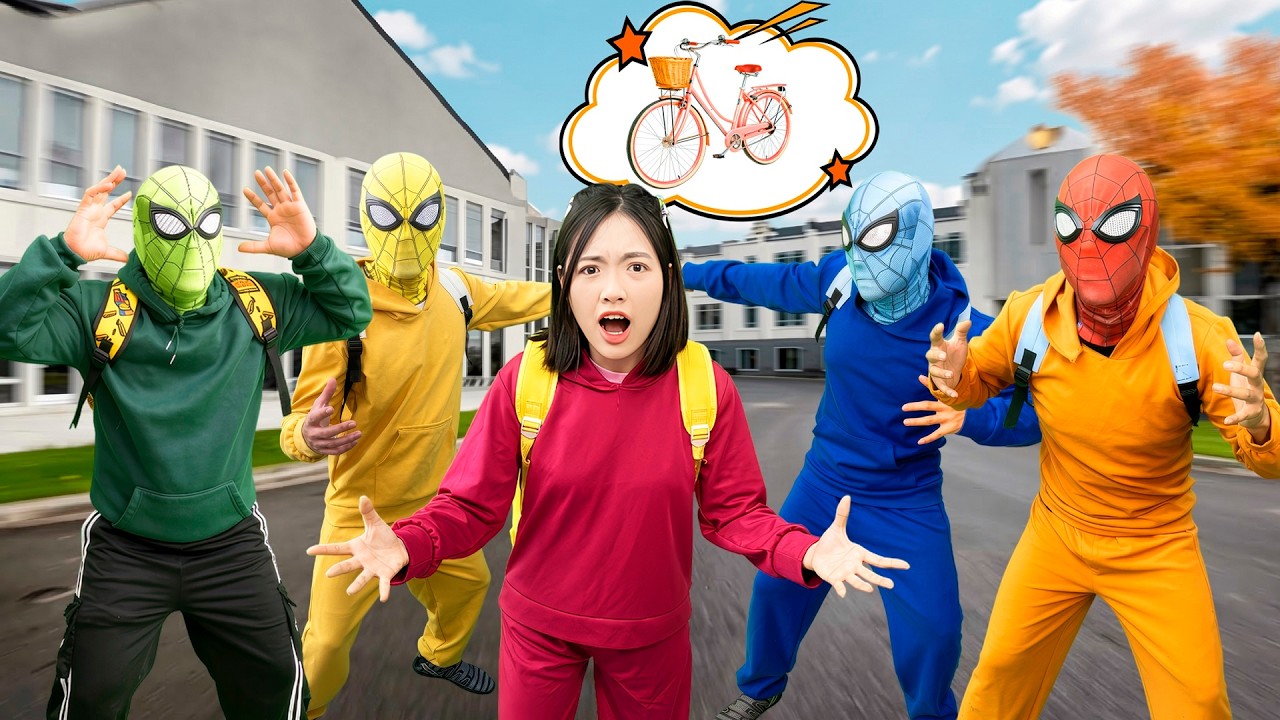 ピンクのスクーターが消えちゃった！！彼女のスクーターを取ったのは誰？