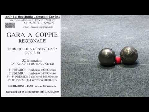 Bocce : Gara A Coppie Regionale - Envie (CN) - Mercoledi' 5 Gennaio 2022 ore 8.30