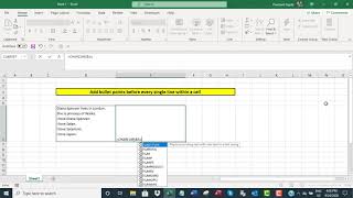 Add bullet points before every line within a cell in Excel