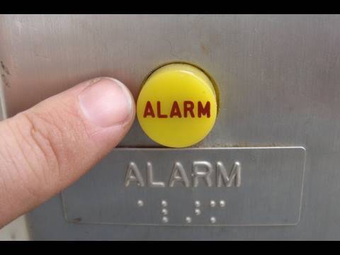 Ringing the elevator Alarm. The bell breaks on camera epic fail