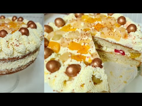 My 4 years old helped me make a delicious Creamy Fruit cake