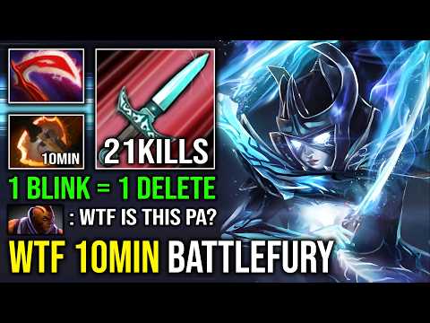 WTF 10MIN BATTLEFURY Fountain Rampage 1 Jump = 1 Delete Unlimited Crit Phantom Assassin Dota 2