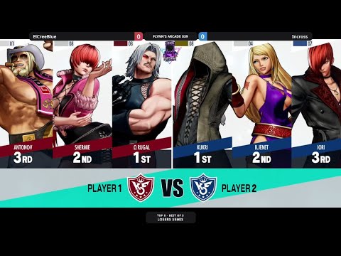 Flynn's Arcade 039 Losers Semis KOF- ElCreeBlue (Antonov,Shermie,Rugal)Vs Incross (Kukri,Jenet,Iori)