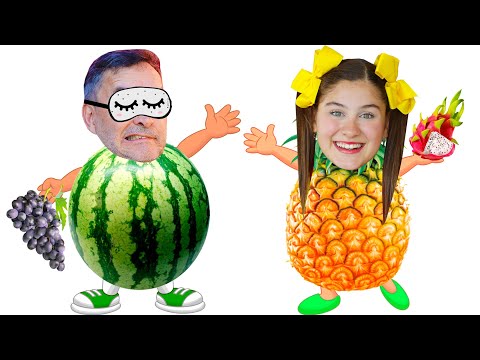 MILENINHA TEACHES FRUITS IN ENGLISH - FRUIT CHALLENGE - Learn Fruits with Fruit Challenge