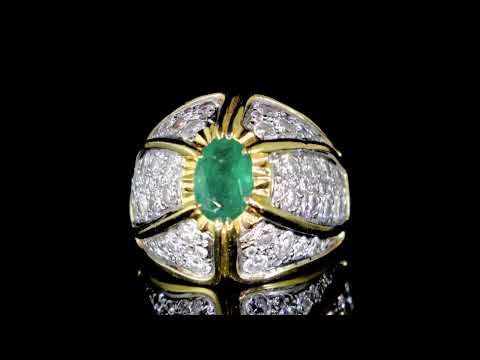 Lady's 14k White and Yellow Gold 1.42ct Emerald and Diamond Ring
