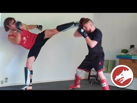 MMA sparring in Home "Dojo"