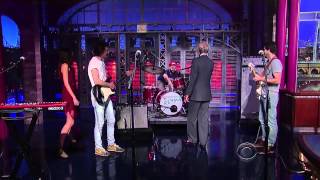 David Letterman asks about Houndmouth's drums 7/10/2013