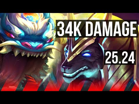 TAHM KENCH vs NASUS (TOP) | 34K damage | KR Master | 25.24