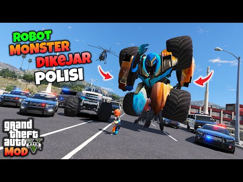 GTA 5 MOD BOBOIBOY KUASA FROST FIRE DAN ROBOT MOBIL MONSTER KAGET DIKEJAR POLISI