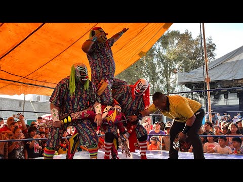 Máscara Sagrada Jr, Mosnther Clown y Alebrije AAA Vs Cocolores, Coco Rojo y Coco Verde