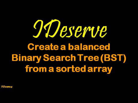 Convert Sorted Array To Balanced Binary Search Tree Sorted Array To Bst