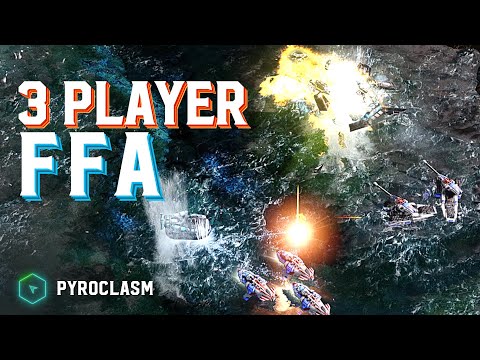 SamBack vs GoDoFWaR vs Fury - Pyroclasm FFA - Red Alert 3