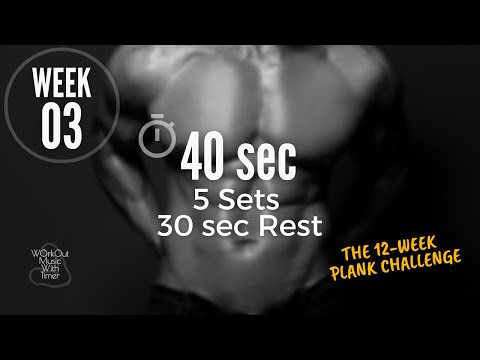 The 12-Week Plank Challenge - Week 3 | Plank Timer With Music - 40 sec 5 Sets / 30 sec Rest | 89