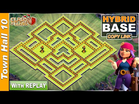 New BEST TH10 HYBRID (FARMING/TROPHY) Base with REPLAY 2020!! TH10 base COPY LINK - Clash of Clans