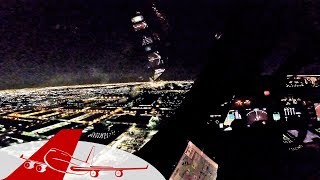 BOEING 747-400 MIAMI INTL. NIGHT LANDING - COCKPIT VIEW