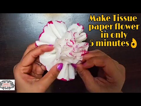 How To Make Round Tissue Paper Flower | DIY Paper Craft | TISSUE PAPER FLOWER MAKING