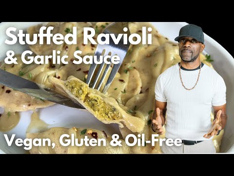 Best Vegan & Gluten-Free Ravioli with Creamy Garlic Sauce - Oil-Free!