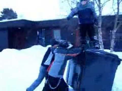 The boys are playing in the snow in kirkenes...