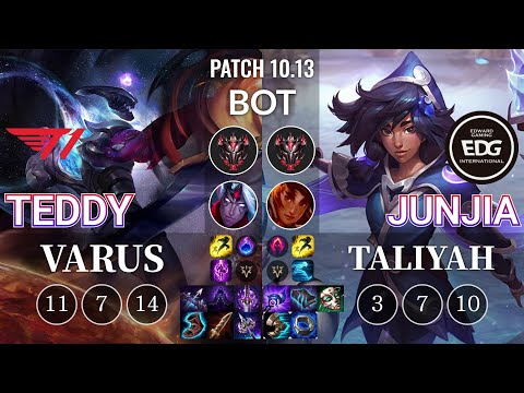 T1 Teddy Varus vs EDG JunJia Taliyah Bot - KR Patch 10.13