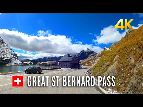 Legendary Great St. Bernard alpine pass, Switzerland to Italy 🇨🇭 4K