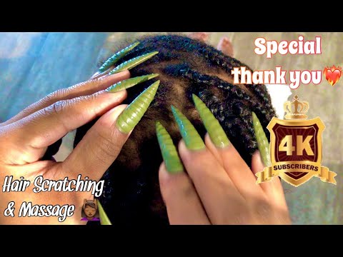 {ASMR} 4K subscribers🙏🏾Thank You - scratching and scalp rubbing❤️