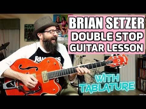 Learn to play a Brian Setzer Double Stop Solo - w/tabs & backing track