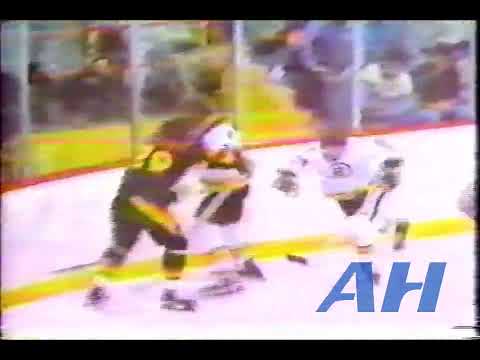 NHL Dec. 9, 1979 Al Secord,BOS v Jack McIlhargey,VCR Boston Bruins Vancouver Canucks