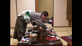 下呂温泉.冨岳.部屋での食事 在溫泉旅館的和室房間內吃晚餐(2007年 )