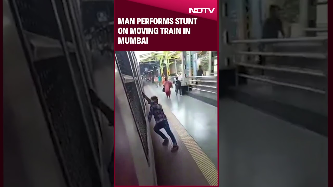 Man Performs Stunt While Boarding Local Train In Mumbai