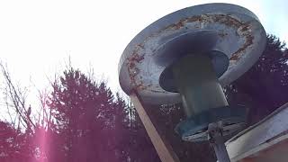 Bird feeder snow and rain protectors with peanut butter cage for woodpeckers.