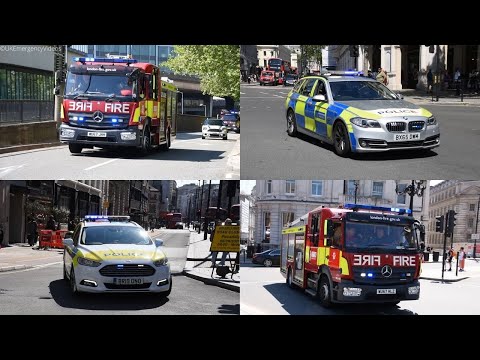 *BULLHORN* Fire Engines, Police cars & Ambulance Cars Responding in London on Lights + Sirens!
