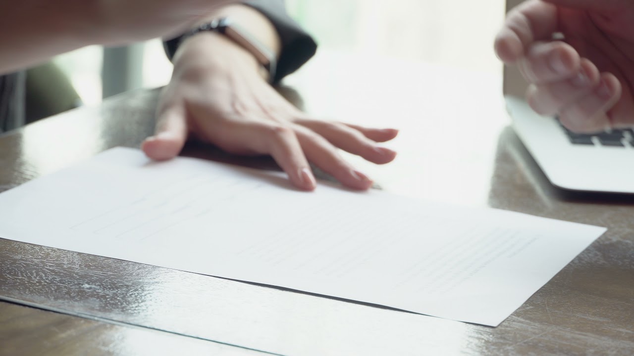 Closeup Hands Of Woman Or Witness Signing Contract.