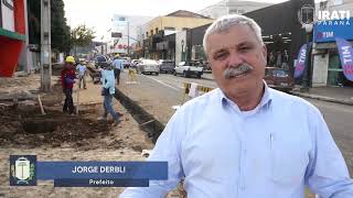 Estão em andamento em Irati as obras de revitalização da área central da cidade, onde serão investidos R$ 2.187.935,37