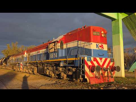 [8K] Tren vacio de NCA con destino a General Deheza pasando por Marcos Juárez antes del atardecer!!!